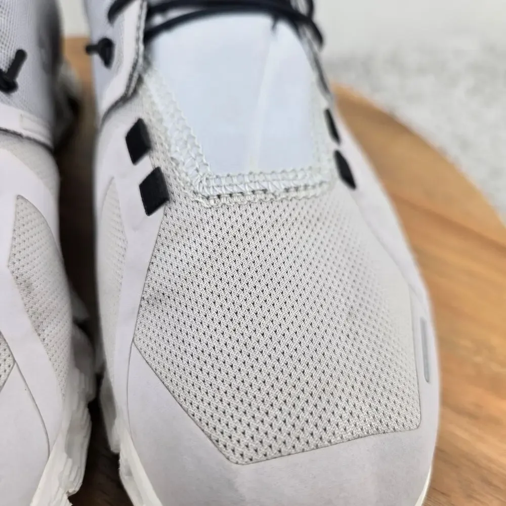 On Womens 7.5 Cloud 5 Waterproof Glacier Gray White Athletic Gym Running Shoe